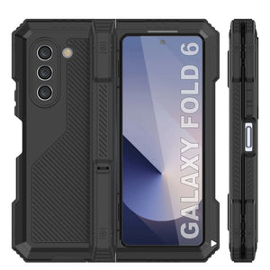 Funda de metal para Galaxy Z Fold6, carcasa de armadura de grado militar resistente, carcasa rígida de cuerpo completo [negra]