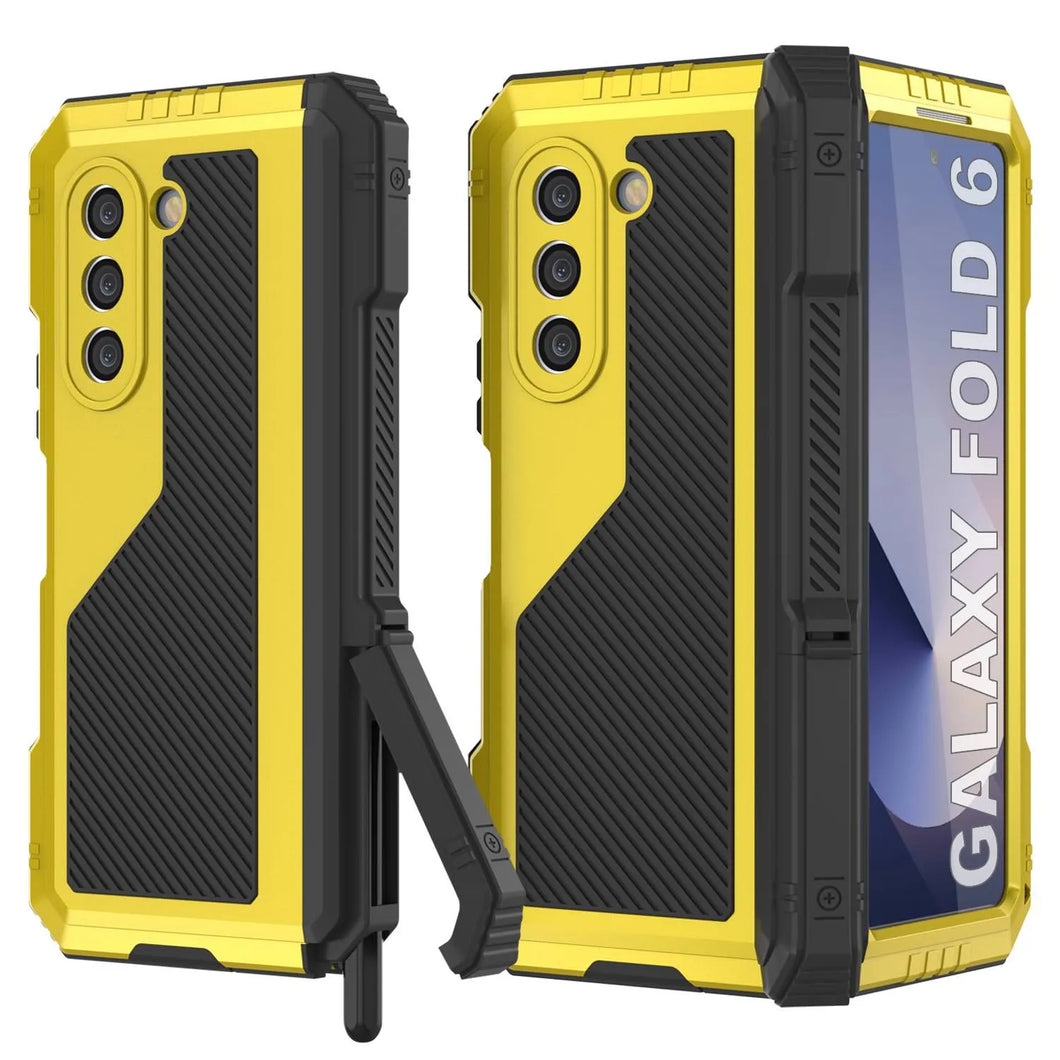 Funda de metal para Galaxy Z Fold6, carcasa de armadura de grado militar resistente, carcasa rígida de cuerpo completo [neón]