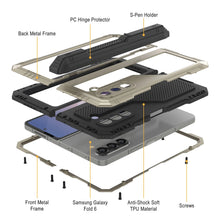 Load image into Gallery viewer, Funda de metal para Galaxy Z Fold6, carcasa de armadura de grado militar resistente, carcasa rígida de cuerpo completo [dorada]
