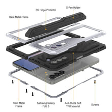 Load image into Gallery viewer, Funda de metal para Galaxy Z Fold6, carcasa de armadura de grado militar resistente, carcasa rígida de cuerpo completo [blanca]
