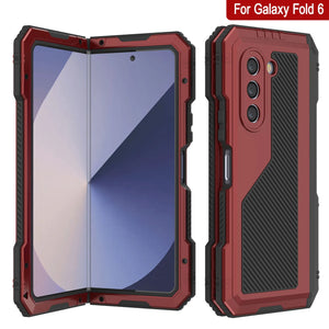 Funda de metal para Galaxy Z Fold6, carcasa de armadura de grado militar resistente, carcasa rígida de cuerpo completo [roja]