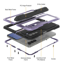 Cargar imagen en el visor de la galería, Funda de metal para Galaxy Z Fold6, carcasa de armadura de grado militar resistente, carcasa rígida de cuerpo completo [morado]
