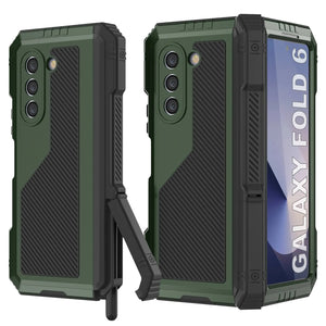 Funda de metal para Galaxy Z Fold6, carcasa de armadura de grado militar resistente, carcasa rígida de cuerpo completo [verde oscuro]