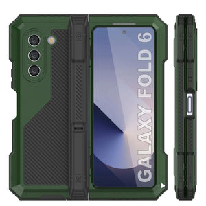 Funda de metal para Galaxy Z Fold6, carcasa de armadura de grado militar resistente, carcasa rígida de cuerpo completo [verde oscuro]