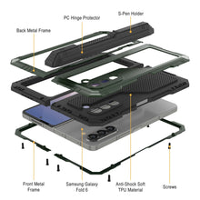 Cargar imagen en el visor de la galería, Funda de metal para Galaxy Z Fold6, carcasa de armadura de grado militar resistente, carcasa rígida de cuerpo completo [verde oscuro]
