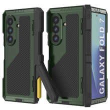 Cargar imagen en el visor de la galería, Case de metal Galaxy Z Fold7, cubierta de armadura de grado militar de servicio pesado Cuerpo completo duro [verde oscuro]
