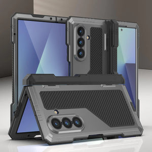 Case de metal Galaxy Z Fold7, cubierta de armadura de grado militar de servicio pesado cuerpo duro [plata]