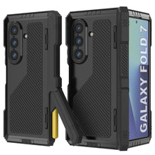 Cargar imagen en el visor de la galería, Case de metal Galaxy Z Fold7, cubierta de armadura de grado militar de servicio pesado cuerpo duro [negro]
