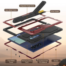 Cargar imagen en el visor de la galería, Case de metal Galaxy Z Fold7, cubierta de armadura de grado militar de servicio pesado cuerpo duro [rojo]
