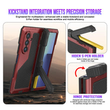 Cargar imagen en el visor de la galería, Case de metal Galaxy Z Fold7, cubierta de armadura de grado militar de servicio pesado cuerpo duro [rojo]
