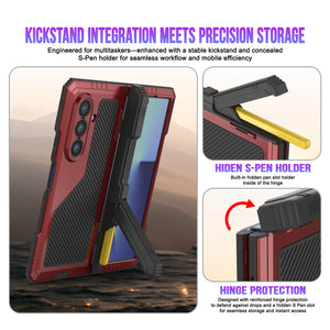Case de metal Galaxy Z Fold7, cubierta de armadura de grado militar de servicio pesado cuerpo duro [rojo]