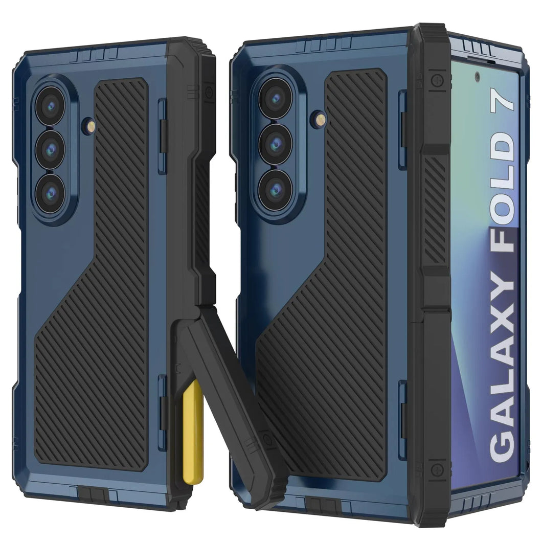 Case de metal Galaxy Z Fold7, cubierta de armadura de grado militar de servicio pesado cuerpo duro [azul]