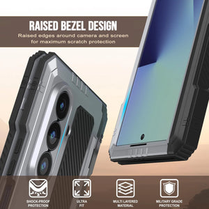 Case de metal Galaxy Z Fold7, cubierta de armadura de grado militar de servicio pesado cuerpo duro [blanco]