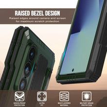 Cargar imagen en el visor de la galería, Case de metal Galaxy Z Fold7, cubierta de armadura de grado militar de servicio pesado Cuerpo completo duro [verde oscuro]
