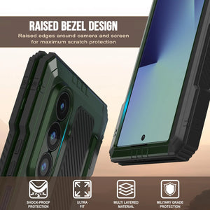 Case de metal Galaxy Z Fold7, cubierta de armadura de grado militar de servicio pesado Cuerpo completo duro [verde oscuro]