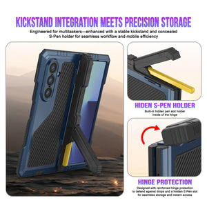 Case de metal Galaxy Z Fold7, cubierta de armadura de grado militar de servicio pesado cuerpo duro [azul]