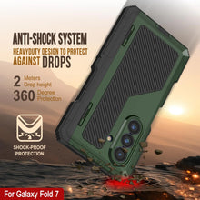 Cargar imagen en el visor de la galería, Case de metal Galaxy Z Fold7, cubierta de armadura de grado militar de servicio pesado Cuerpo completo duro [verde oscuro]
