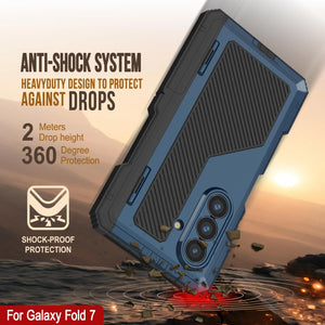 Case de metal Galaxy Z Fold7, cubierta de armadura de grado militar de servicio pesado cuerpo duro [azul]