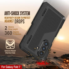 Cargar imagen en el visor de la galería, Case de metal Galaxy Z Fold7, cubierta de armadura de grado militar de servicio pesado cuerpo duro [negro]
