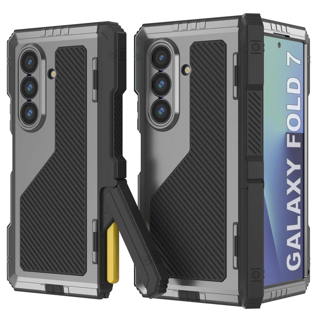 Case de metal Galaxy Z Fold7, cubierta de armadura de grado militar de servicio pesado cuerpo duro [plata]