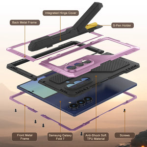 Case de metal Galaxy Z Fold7, cubierta de armadura de grado militar de servicio pesado cuerpo duro [rosa]