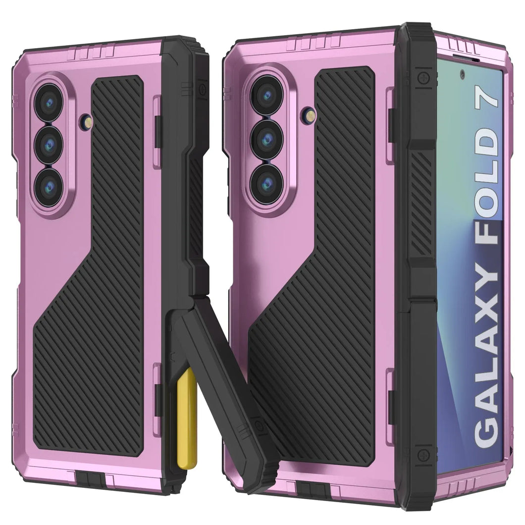 Case de metal Galaxy Z Fold7, cubierta de armadura de grado militar de servicio pesado cuerpo duro [rosa]