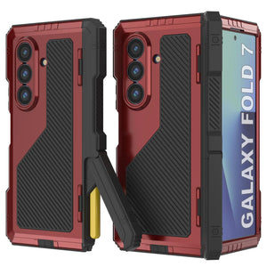 Case de metal Galaxy Z Fold7, cubierta de armadura de grado militar de servicio pesado cuerpo duro [rojo]