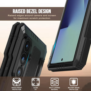 Case de metal Galaxy Z Fold7, cubierta de armadura de grado militar de servicio pesado cuerpo duro [negro]