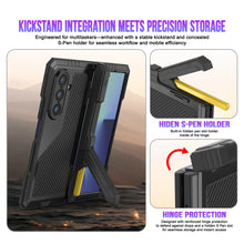 Cargar imagen en el visor de la galería, Case de metal Galaxy Z Fold7, cubierta de armadura de grado militar de servicio pesado cuerpo duro [negro]
