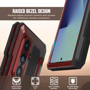 Case de metal Galaxy Z Fold7, cubierta de armadura de grado militar de servicio pesado cuerpo duro [rojo]