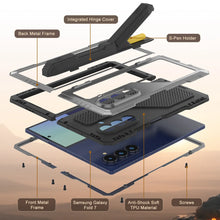 Cargar imagen en el visor de la galería, Case de metal Galaxy Z Fold7, cubierta de armadura de grado militar de servicio pesado cuerpo duro [plata]
