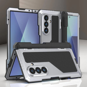 Case de metal Galaxy Z Fold7, cubierta de armadura de grado militar de servicio pesado cuerpo duro [blanco]