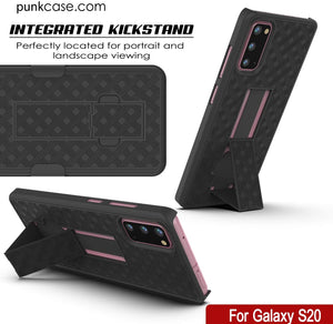 Punkcase Galaxy S20 Case With Screen Protector, Holster Belt Clip [Black] 