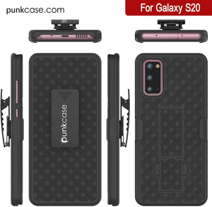 Punkcase Galaxy S20 Case With Screen Protector, Holster Belt Clip [Black] 