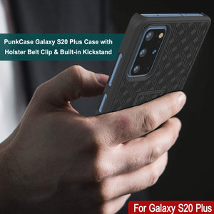 Punkcase Galaxy S20+ Plus Case With Screen Protector, Holster Belt Clip [Black] 