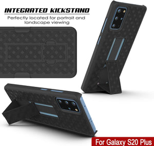 Punkcase Galaxy S20+ Plus Case With Screen Protector, Holster Belt Clip [Black] 