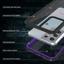Cargar imagen en el visor de la galería, Galaxy S21 Ultra Water/Shockproof [Extreme Series] Slim Screen Protector Case [Purple] (Color in image: Black)
