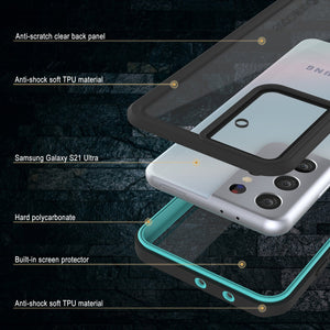 Galaxy S21 Ultra Water/Shock/Snowproof [Extreme Series]  Screen Protector Case [Teal] (Color in image: Light blue)