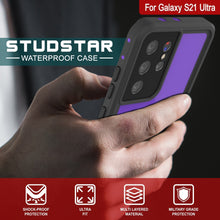 Cargar imagen en el visor de la galería, Galaxy S22 Ultra Waterproof Case PunkCase StudStar Purple Thin 6.6ft Underwater IP68 Shock/Snow Proof (Color in image: light blue)
