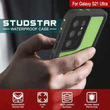 Cargar imagen en el visor de la galería, Galaxy S21 Ultra Waterproof Case PunkCase StudStar Light Green Thin 6.6ft Underwater IP68 ShockProof (Color in image: light blue)
