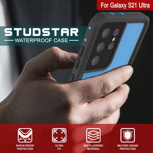 Galaxy S22 Ultra Waterproof Case PunkCase StudStar Light Blue Thin 6.6ft Underwater IP68 ShockProof (Color in image: black)