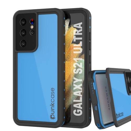Galaxy S22 Ultra Waterproof Case PunkCase StudStar Light Blue Thin 6.6ft Underwater IP68 ShockProof (Color in image: light blue)