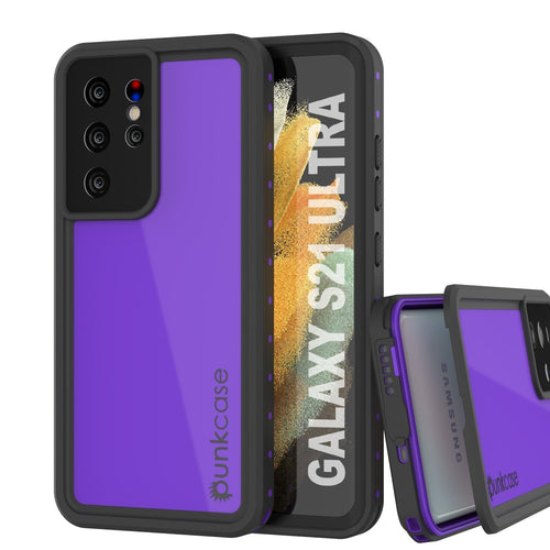 Galaxy S22 Ultra Waterproof Case PunkCase StudStar Purple Thin 6.6ft Underwater IP68 Shock/Snow Proof (Color in image: purple)