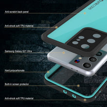 Cargar imagen en el visor de la galería, Galaxy S22 Ultra Waterproof Case PunkCase StudStar Teal Thin 6.6ft Underwater IP68 Shock/Snow Proof (Color in image: black)
