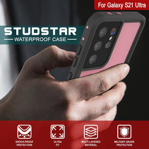 Galaxy S22 Ultra Waterproof Case PunkCase StudStar Pink Thin 6.6ft Underwater IP68 Shock/Snow Proof (Color in image: light blue)