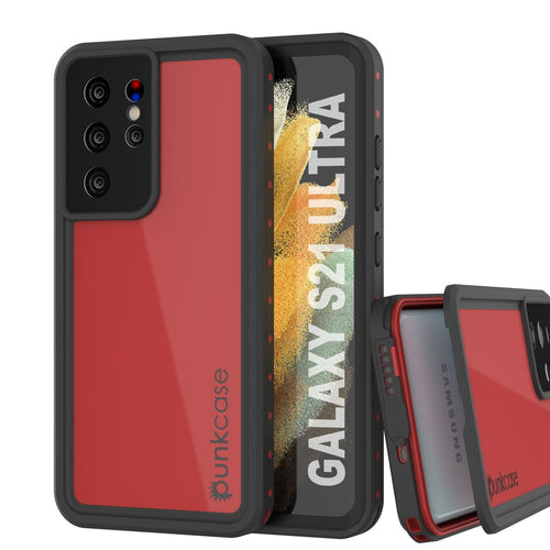 Galaxy S21 Ultra Waterproof Case PunkCase StudStar Red Thin 6.6ft Underwater IP68 Shock/Snow Proof (Color in image: red)