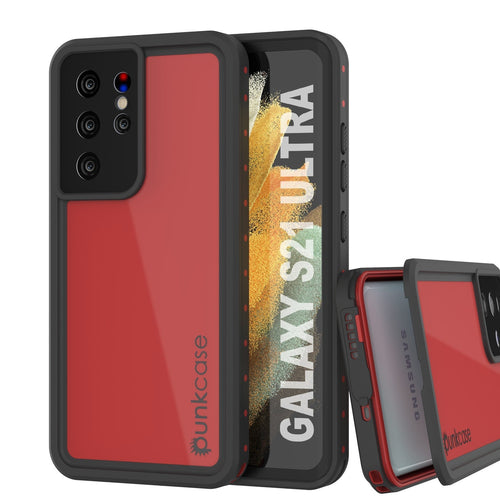Galaxy S22 Ultra Waterproof Case PunkCase StudStar Red Thin 6.6ft Underwater IP68 Shock/Snow Proof (Color in image: red)