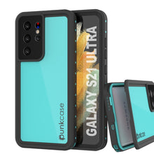 Cargar imagen en el visor de la galería, Galaxy S22 Ultra Waterproof Case PunkCase StudStar Teal Thin 6.6ft Underwater IP68 Shock/Snow Proof (Color in image: teal)
