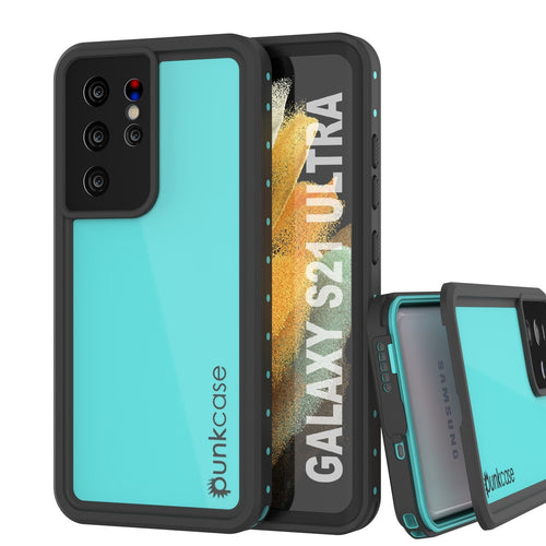 Galaxy S22 Ultra Waterproof Case PunkCase StudStar Teal Thin 6.6ft Underwater IP68 Shock/Snow Proof (Color in image: teal)