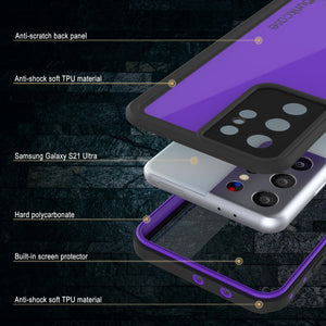 Galaxy S22 Ultra Waterproof Case PunkCase StudStar Purple Thin 6.6ft Underwater IP68 Shock/Snow Proof (Color in image: teal)
